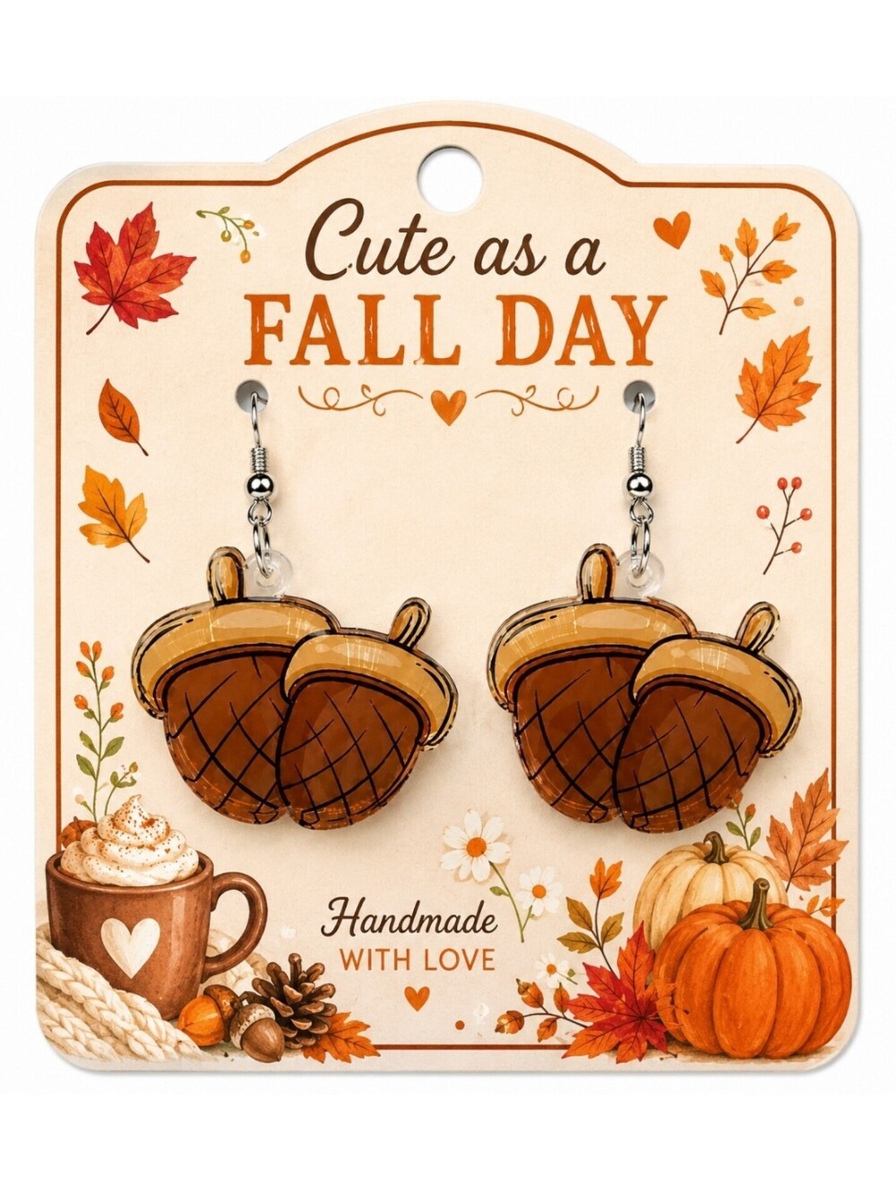 Thanksgiving Fall Acorn Nut Earrings Handmade New